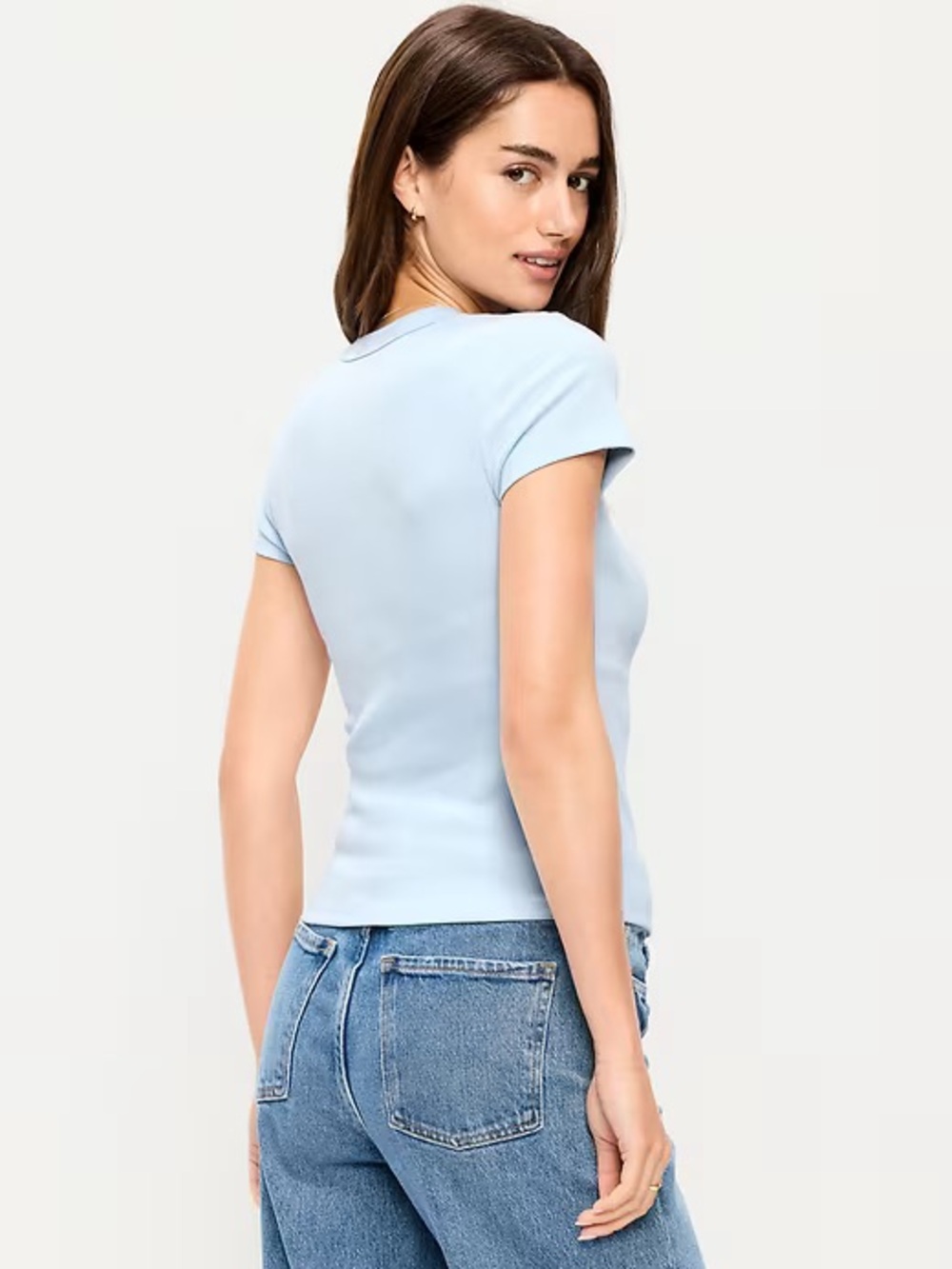 Ribbed Light Blue Women's Baby Tee